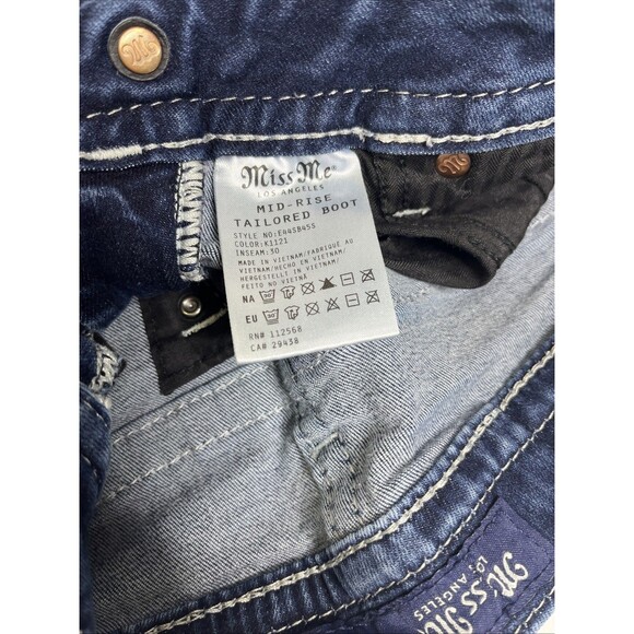 Miss Me Jeans Mid-Rise Tailored Boot Jeans Size 24 Y2K Pocket Flap - Picture 9 of 9